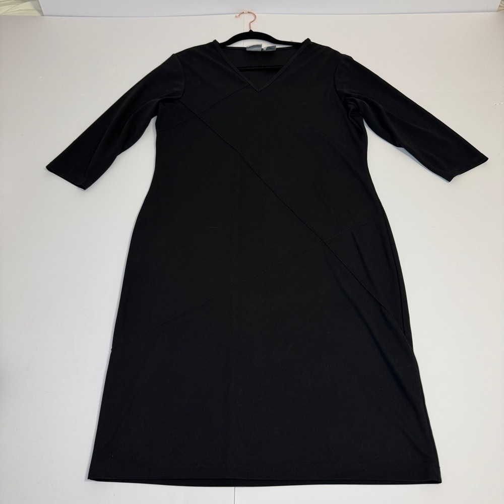 Jacqueline Ferrar Black Midi Dress | Sz Large | Made in USA | Minimalist Classic - Picture 4 of 9